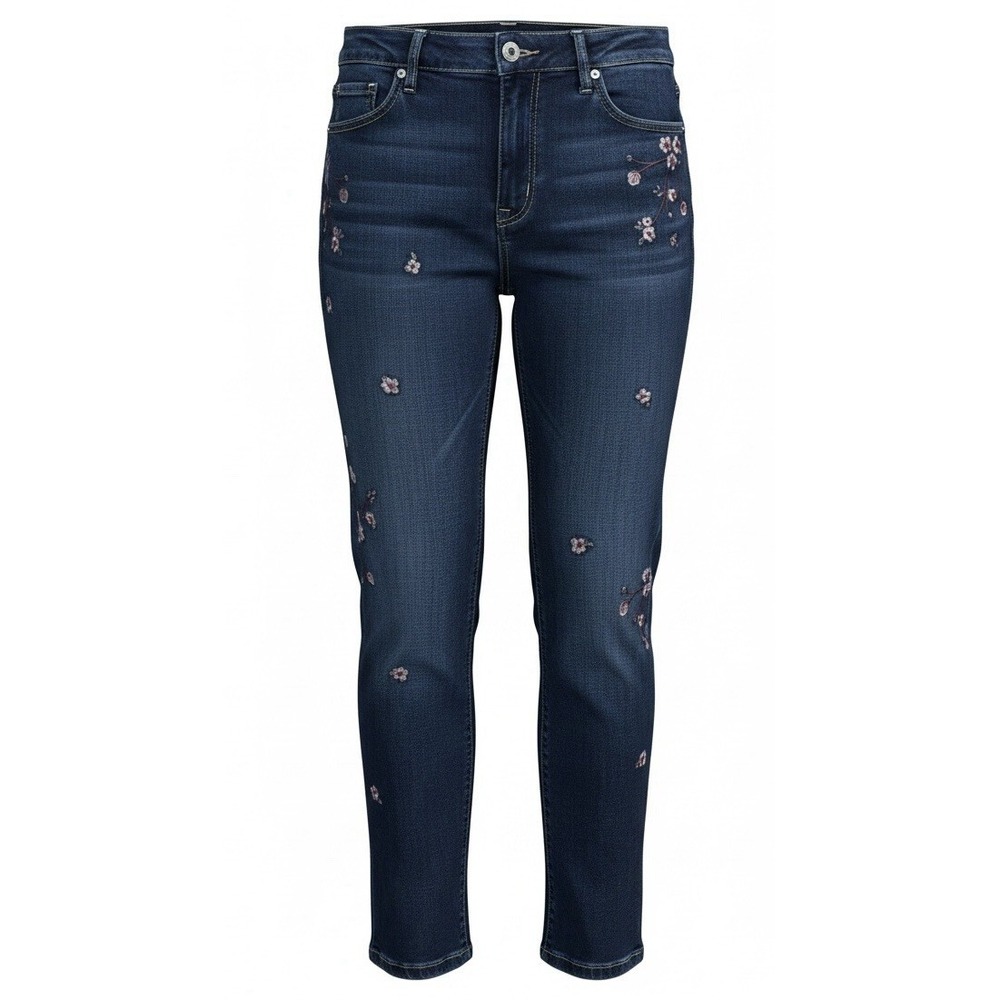 Maurice's Jeans Size 9/10 Flowers Embroidered Straight Leg